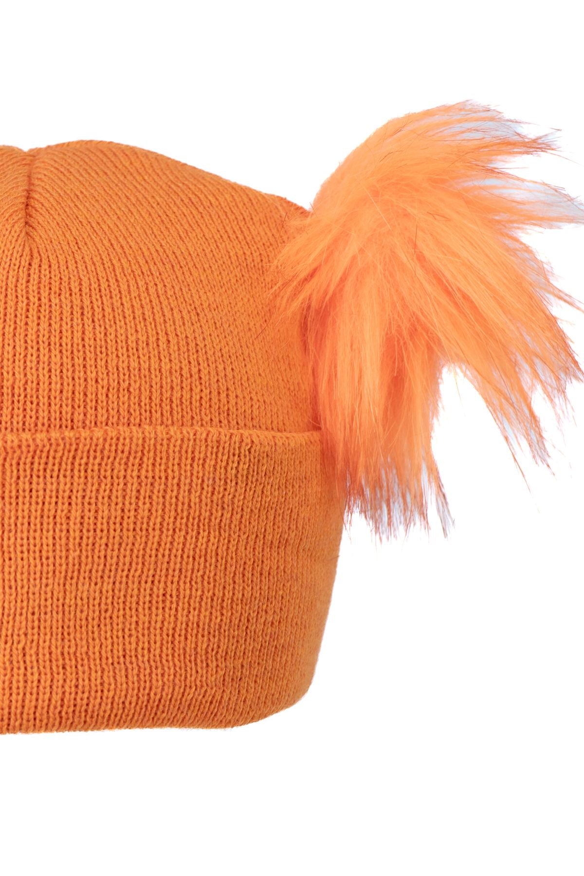 Kız Çocuk Kışlık Kalın Bere Çift Ponpon Model Pamuklu Katlamalı Sıcak Tutar Esnek Rahat